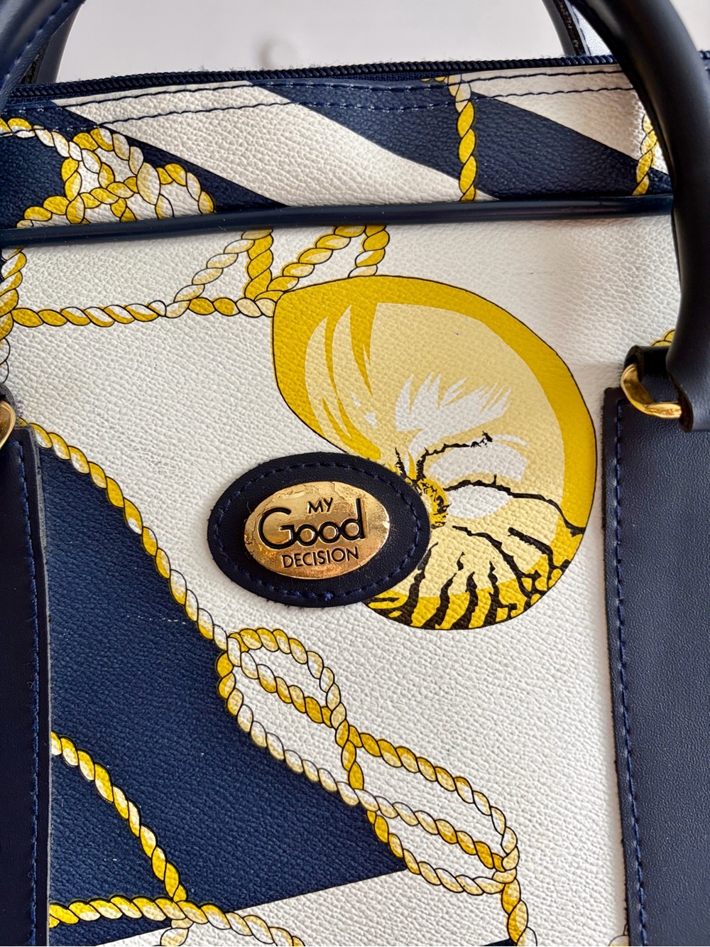 Vintage 1990s - My Good Decision - Nautical Scarf Satchel Tote - Picture 7 of 9